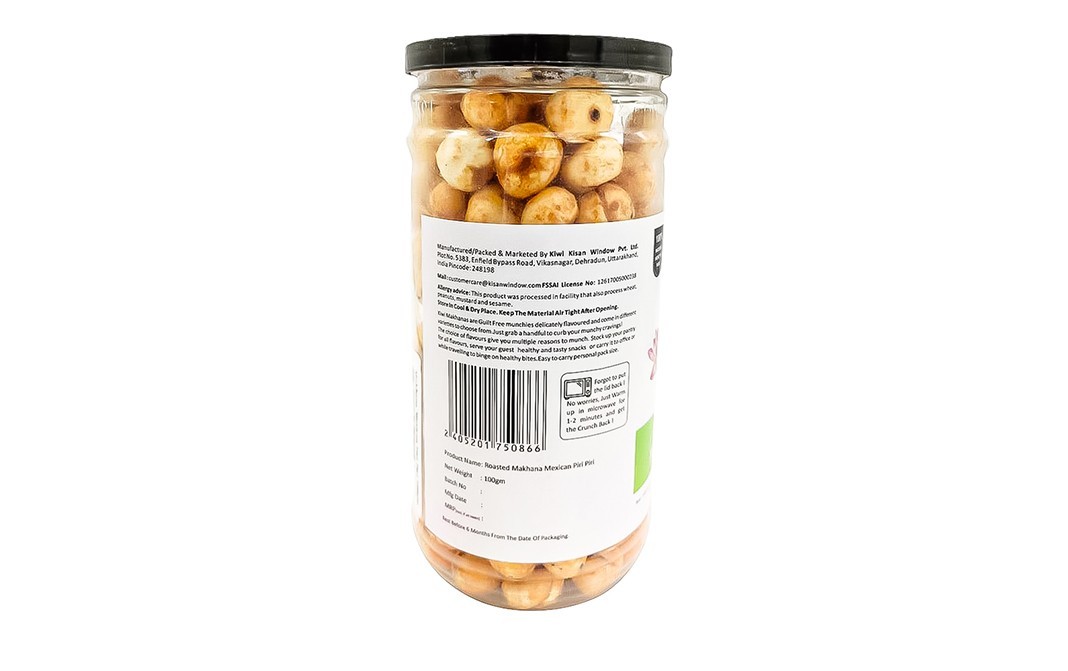Kiwi Kisan Window Roasted Makhana Mexican Piri Piri   Pack  100 grams